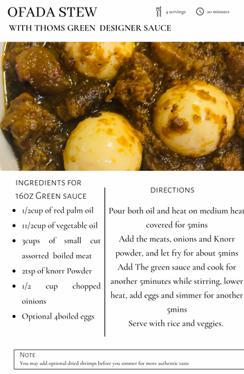 DESIGNER PEPESOS "GREEN" sauce, ayamase stew recipee