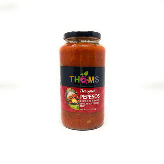 32 OZ Designer PEPESOS, a red sauce made with all natural ingredients infused with aromatic locust bean for Ofada stew or soup or 